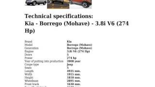 Kia - Borrego (Mohave) - 3.8i V6 (274 Hp) - Technical specifications