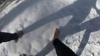 Are we crazy?! | Barefoot Sisters in the snow | Blue Ridge Parkway
