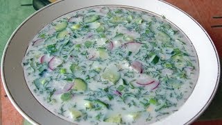 Окрошка на кефире./Okroshka on kefir.