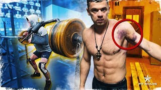 ВОВК РАЗОРВАЛ ГРУДНУЮ МЫШЦУ! НО ПРОДОЛЖАЕТ ПРИСЕДАТЬ 200+ !