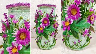 Ваза из стеклянной бутылки. Поделки и подарки своими руками к предстоящим праздникам.