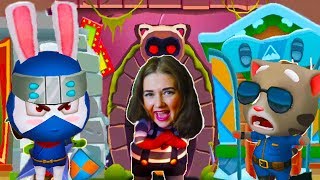 ГОВОРЯЩИЙ ТОМ БЕГ ЗА ЗОЛОТОМ  ТОМ ПОЛИЦЕЙСКИЙ ПРОТИВ КРОЛИКА НИНДЗЯ! ДРУЗЬЯ Хэнк Кролик Ниндзя Talki