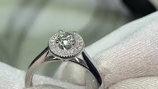GIA CERTIFIED 0.40cts, Si1,H Oval Brilliant vintage halo diamond ring. Now on sale at $2,888!!!