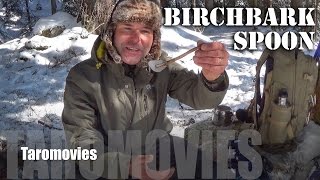 Bushcraft Birchbark Spoon & Upside Down Fire HD Video