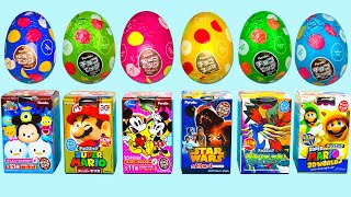 6 Surprise Eggs Furuta Mickey Mouse Frozen Kinder Surprise Super Mario Pokemon Tsum Tsum