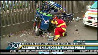 Accidente entre mototaxi y camión en autopista Ramiro Prialé