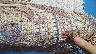 МК. Как вязать тамбурным швом по филейной сетке. Накрахмалить салфетку, связать сумку