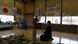 制定居合で試斬　受流し(三本目) Iaido