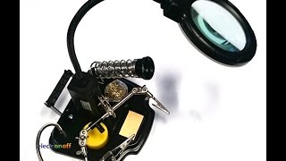 Третья рука для пайки ZD-10Y. Линза. Подсветка. 3 зажима “крокодил”. Подставка под паяльник.
