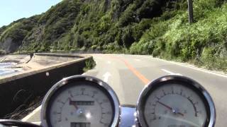 バイク動画YAMAHA SR400オンボードカメラ（生音） 海辺をのんびり