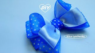 Бант из лент 2.5см МК/ DIY Bow of tapes 2.5cm/PAP Laço de fitas de 2,5cm #134