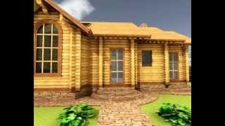 Деревянная баня из оцилиндрованного бревна / Wooden bath project