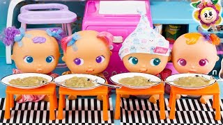 Routine du soir de PEPPA PIG, BÉBÉS BELLIES ET PINYPON| Ils voient des vidéos et mangent leur dinner