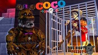 Minecraft FIVE NIGHTS AT FREDDYS - FREDDY HAS CAPTURED MIGUEL & HECTOR FROM THE MOVIE COCO!!