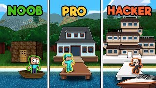 Minecraft - LAKE HOUSE CHALLENGE! (NOOB vs PRO vs HACKER)