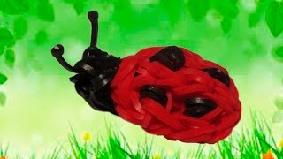БОЖЬЯ КОРОВКА брелок на станке из резинок Rainbow Loom