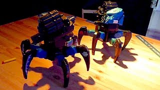 Робототехника. Роботы Пауки. Стреляющие Роботы Пауки. Перестрелка Роботов