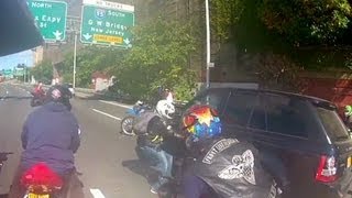 Motorcyclists fight with SUV driver caught on camera