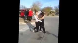 Girl in Spandex Leggings & Boots got hurt while fighting with another girl