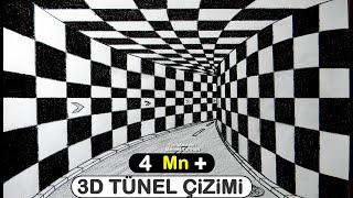 3D TÜNEL ÇİZİMİ- ÜÇ BOYUTLU TÜNEL ÇİZİMİ - HOW TO DRAW 3D TUNNEL DRAWING ?