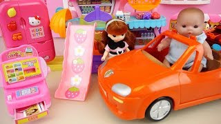Baby doll food shopping car toys baby Doli slide house play
