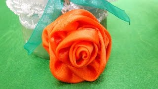 Красивая РОЗА из атласной ленты за 5 мин легко цветы из лент