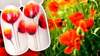 ? Летний Дизайн в Стиле Минимализм на Цветочную Тему с Алыми Маками Гель-лаком для Маникюра