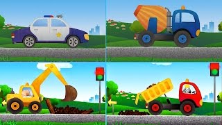 Мультфильмы Грузовая машина, полицейская машина, экскаватор,трактор Мультик игра для детей