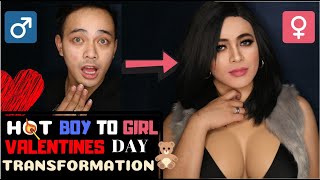 STUNNING VALENTINE'S LOOK BOY TO GIRL FULL BODY TRANSFORMATION || JANDROGEN 2020