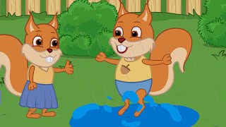 Famille d'Écureuil - Jeux Amusants Sous la Pluie Dessin Animé 2020 en Français