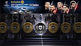 PES 2018 MOBILE UEFA Champions League 2017 -2018 3 Clubs Exclusive Box Draw Opening