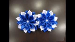 Банты и бантики из атласных лент Канзаши / Ribbon Hair Bow / Kanzashi DIY