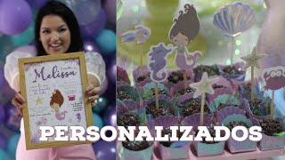 PERSONALIZADOS - FESTA SEREIA FUNDO DO MAR - TAGS E TOPPERS