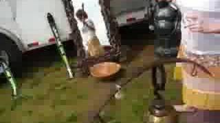 Meg bangs the bell at Vintage Virginia Wine Fest