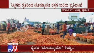 Farmers Dump Tomatoes on Road After Steep Fall in Price at Andhra Pradesh