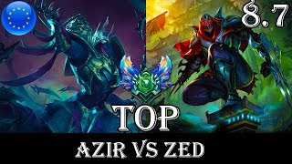 Azir vs zed Mid - Patch 8.7 Diamond Ranked Gameplay (League Of Legends)