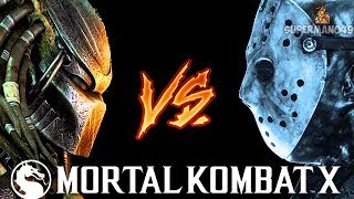 PREDATOR FIGHTS JASON VOORHEES INSANE BATTLE! - Mortal Kombat X: "Leatherface" & "Predator" Gameplay