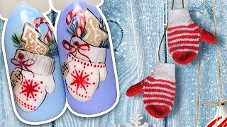 ? Новогодняя Варежка со Сладостями Рисунок Гель-лаком Patrisa Nail Зимний Дизайн Ногтей для Маникюра