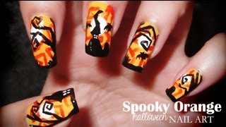 Spooky Orange Halloween Nail art