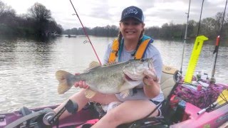 Stevie Nicole Jones Lands a 10 Pound Bass from a Kayak