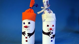 Как сделать снеговика из втулки своими руками. Зимние поделки новый год из бумаги.