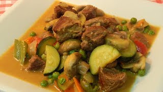 Receta fácil de carne en salsa de cerveza con verduras