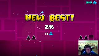 Прохождение игры Geometry dash+Вебка #1 Первые два уровня уже пройдены!