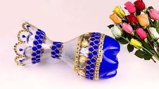 Flower Vase Out Of Waste Plastic Bottle / Make Easy Flower Vase at Home for Home Decor