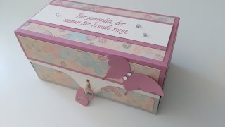 Schatztruhe aus Shadowboxen mit Produkten von Stampin up