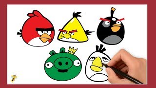 Drawing Angry Birds For Kids-Draw Red/Draw Yellow/Draw King Pig/Draw Yellow & White Birds