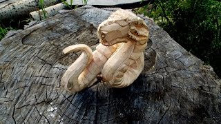 Скульптура дракон - змей. Резьба по дереву,урок. Часть 1 Wood carving