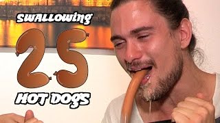 SWALLOWING 25 HOT DOGS WHOLE! | Fhat TV