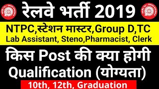 Railway NTPC,Group-D Vacancy 2019 Qualification | Age,Form Date,Post, |TC, Station Master, Steno |