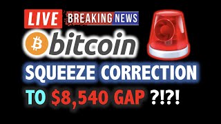BITCOIN SQUEEZE CORRECTION TO $8,540 GAP ?! ?LIVE Crypto Analysis TA & BTC Cryptocurrency Price News